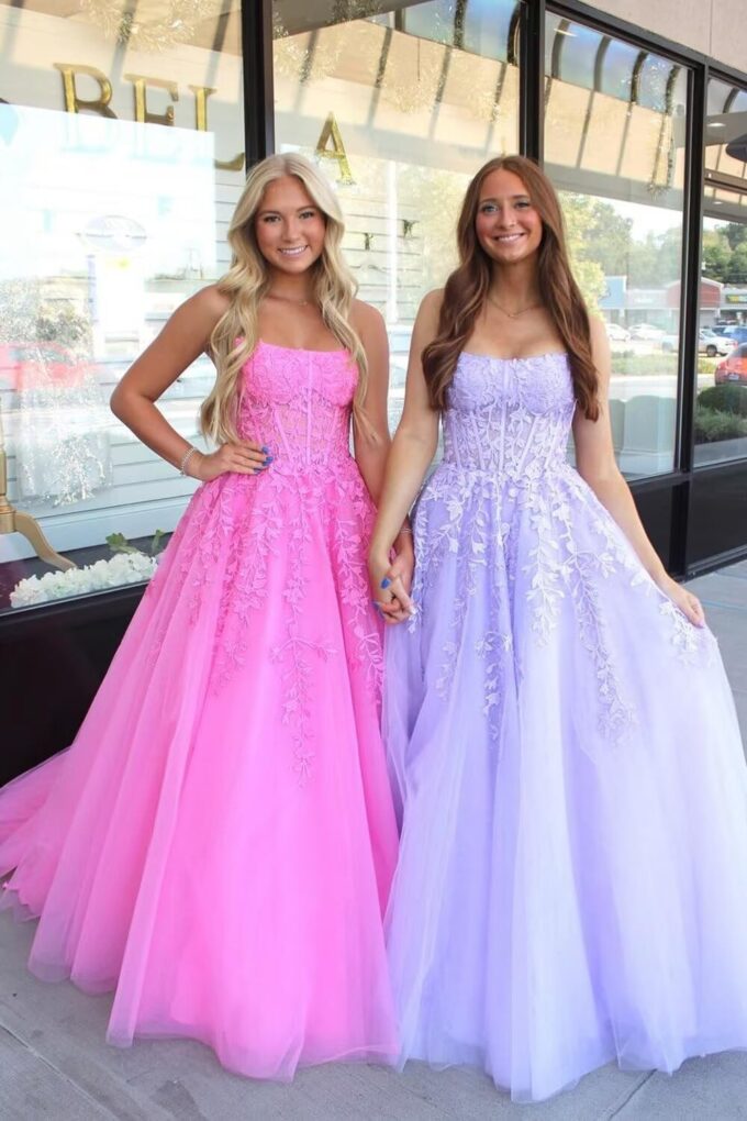 Lace Tulle Prom Dresses for Women 2025 Corset Strapless Formal Dresses Evening Long Ball Gown – Bild 4