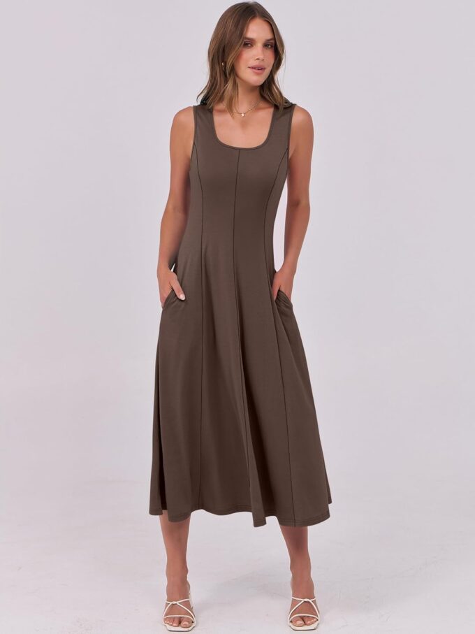 ANRABESS Womens Summer Casual Sleeveless Midi Dresses Scoop Neck Fit & Flare A-Line Flowy Long Sundress Beach Outfits – Bild 3