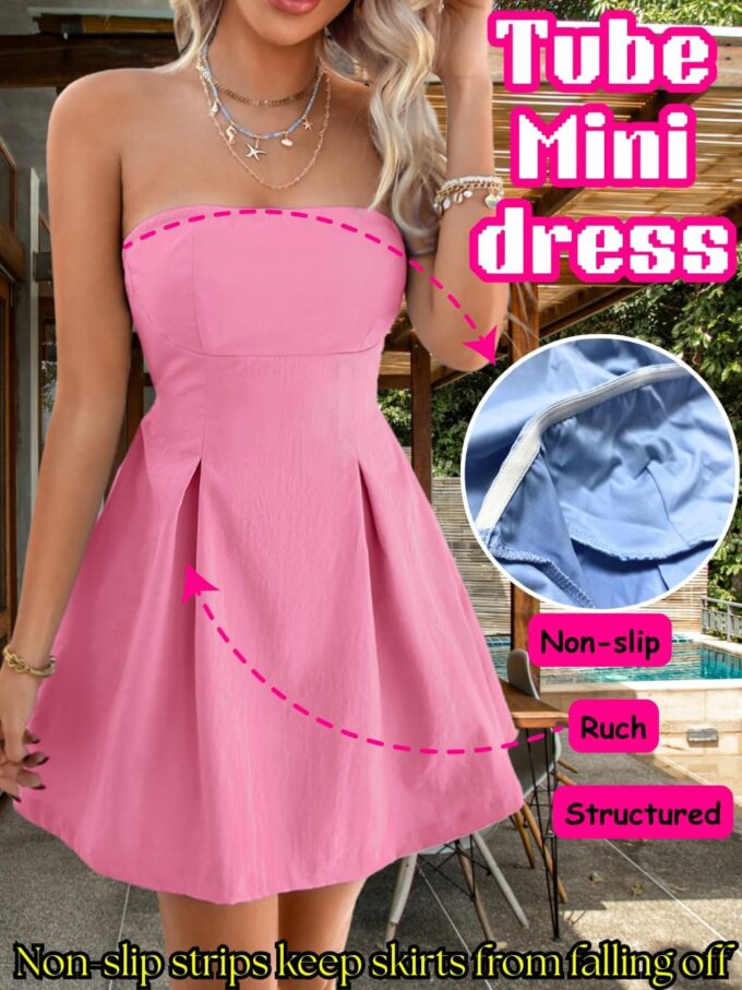 Strapless Bow Tie Mini Dress, A-Line Backless Cut-Out Sleeveless, Grad Formal Cocktail, for Women HOCO Vacation – Bild 2