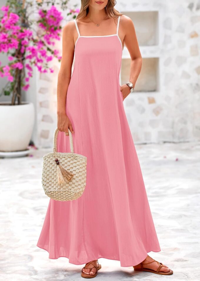 KIRUNDO Women Summer Maxi Sundress 2025 Boho Spaghetti Strap Sleeveless Casual Loose Flowy A Line Beach Vacation Dress – Bild 3