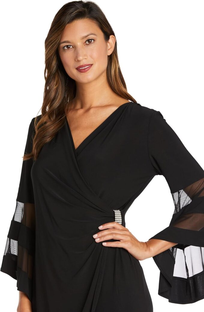 R&M Richards Womens Plus Gathered Surplice Wrap Dress – Bild 2