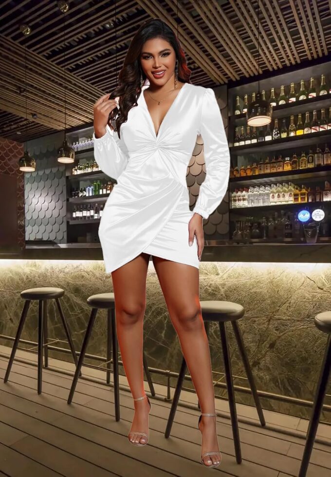 DeftSharp Womens Ruched Formal Bodycon Zipper Graduation Dresses-Elegant Cocktail Party Wedding Midi Dress – Bild 6
