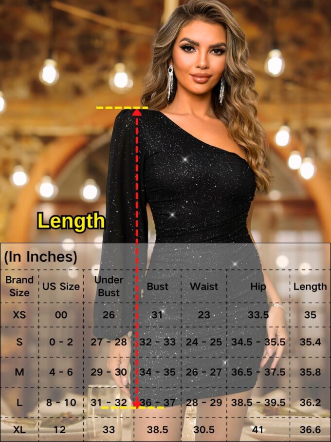 Sparkly Outfits for Women,One Shoulder Ruched Bodycon Short Prom Dress,Sexy Dresses Cocktail Homecoming Nye – Bild 6