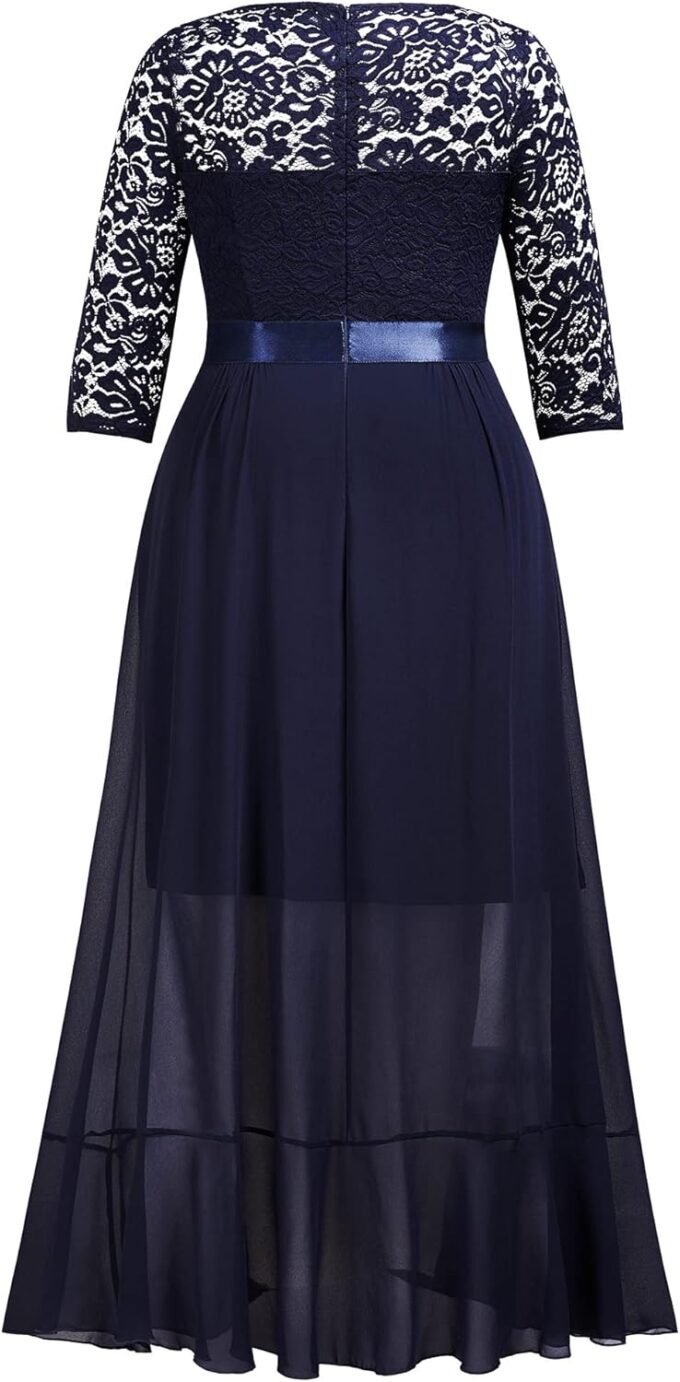 Miusol Women's Plus Size Elegant Ruffle Floral Lace Bridesmaid Maxi Dress – Bild 6