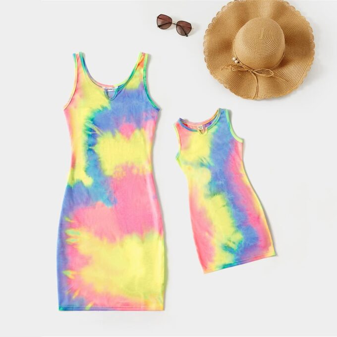 PATPAT Matching Tie-dye Mommy and Me Dresses:Sleeveless Casual Sundress, Summer Vancation Beach Dresses for Outing Photoshoot – Bild 6