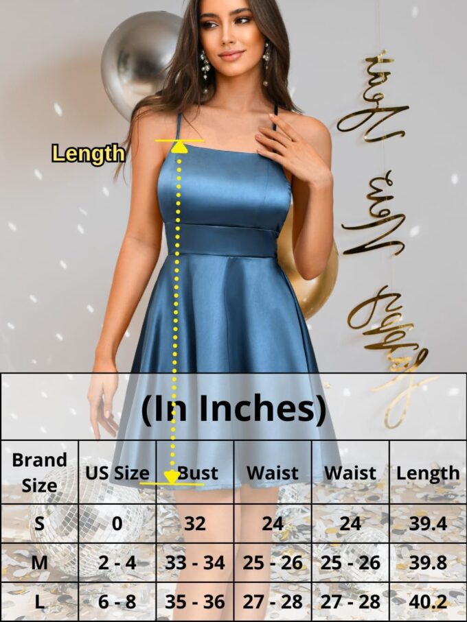 Kaei&Shi Short Satin Dress,Lace Up Backless Skater Dresses for Women,Sexy Birthday Outfits Homecoming Party Going Out Nye – Bild 7
