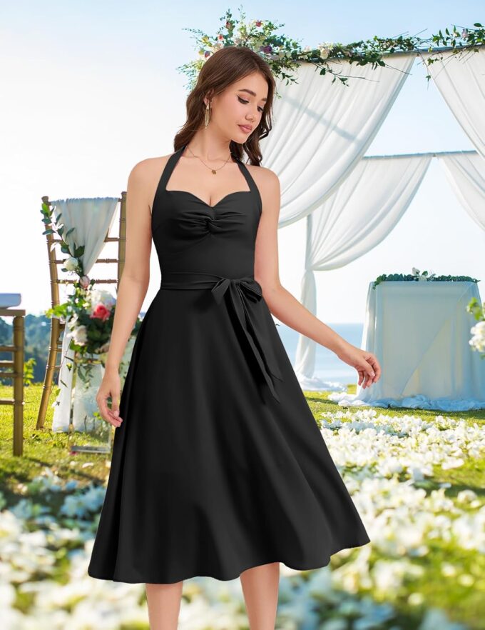 Bbonlinedress Halter Cocktail Vintage Summer Dress 1950s Retro Prom Homecoming Midi Dress for Teens – Bild 4
