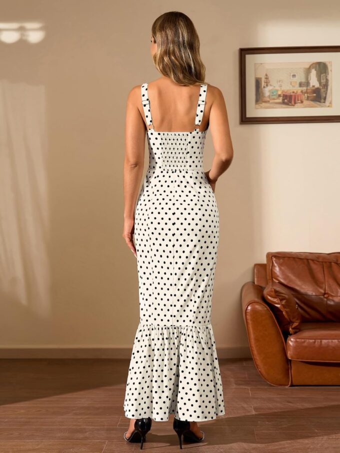 HTZMO Women Casual Summer Floral Maxi Dress Square Neck Boho Wedding Guest Elegant Long Sundress – Bild 3