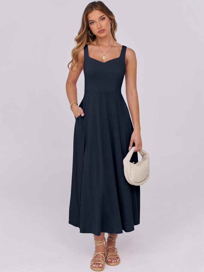 ANRABESS Women Summer Casual Dress Sleeveless Smocked Back Tank Midi Dresses 2025 Beach Vacation Sundress with Pockets – Bild 6