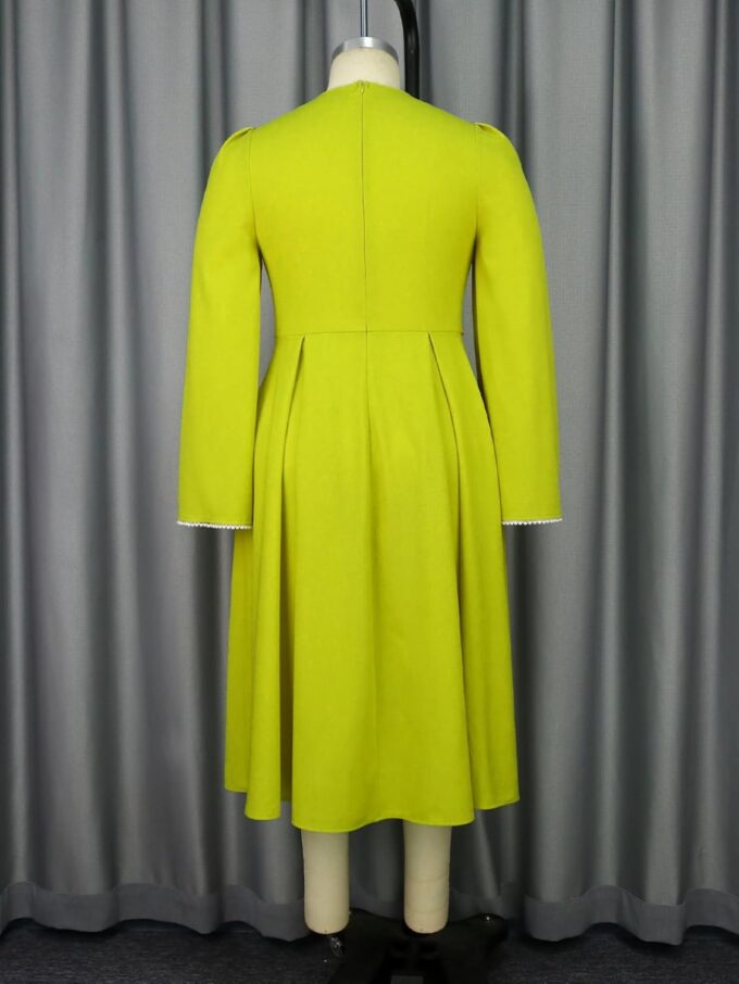 AOMEI Women Pearl Cloak Long Sleeve Crew Neck Empire Waist Belt A Line Midi Cocktail Dress – Bild 5