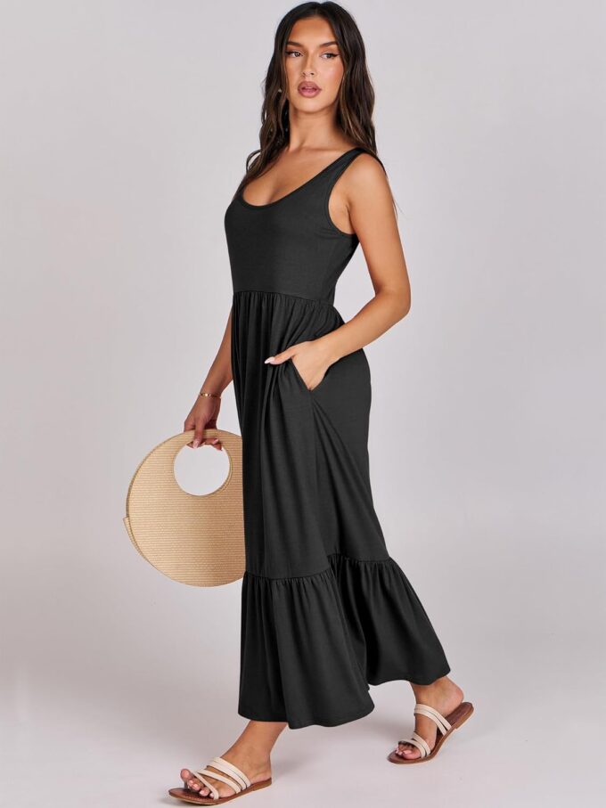 ANRABESS Women's Summer Sleeveless Maxi Sundress Swing Casual Flowy Tiered Shirts Dress Beach Travel Vacation Outfits – Bild 7