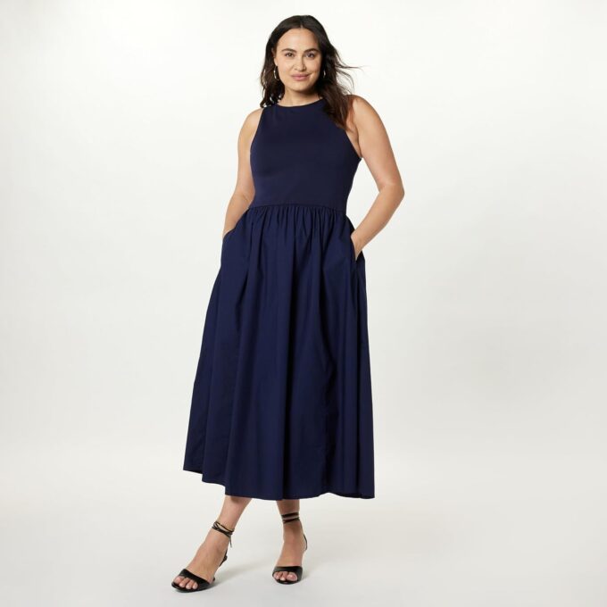 The Drop Women's Dia Mixed Fabric Midi Tank Dress – Bild 5