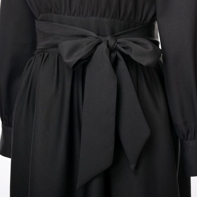 Church Clergy Dress for Women Long Sleeve A Line Elegant Maxi Dress with Tab Insert Stand Collar and Belt – Bild 3