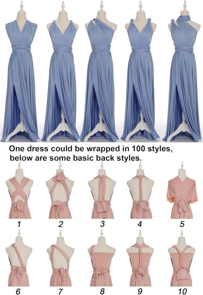 Edaydress Full Length one Dress with Over 100 Styles Multi Ways wrap Convertible Infinity Slit Bridesmaid Dresses – Bild 3