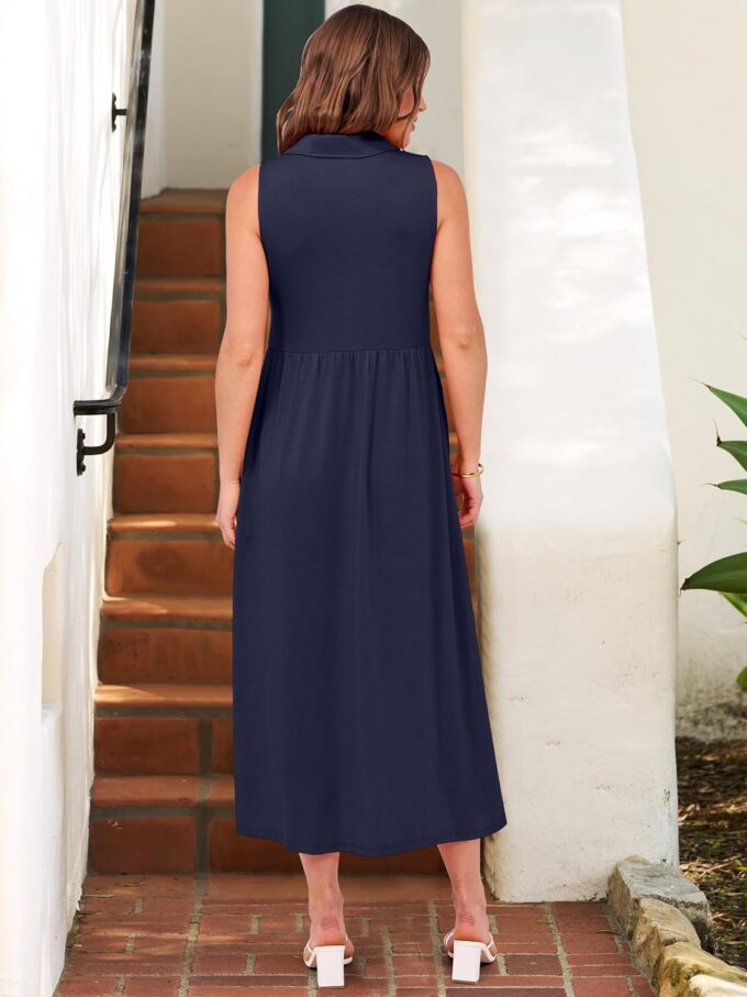 ANRABESS Womens Casual Dress Summer Sleeveless V Neck Sundress Aline Flowy Beach Maxi Dresses Travel 2025 Vacation Outfits – Bild 5
