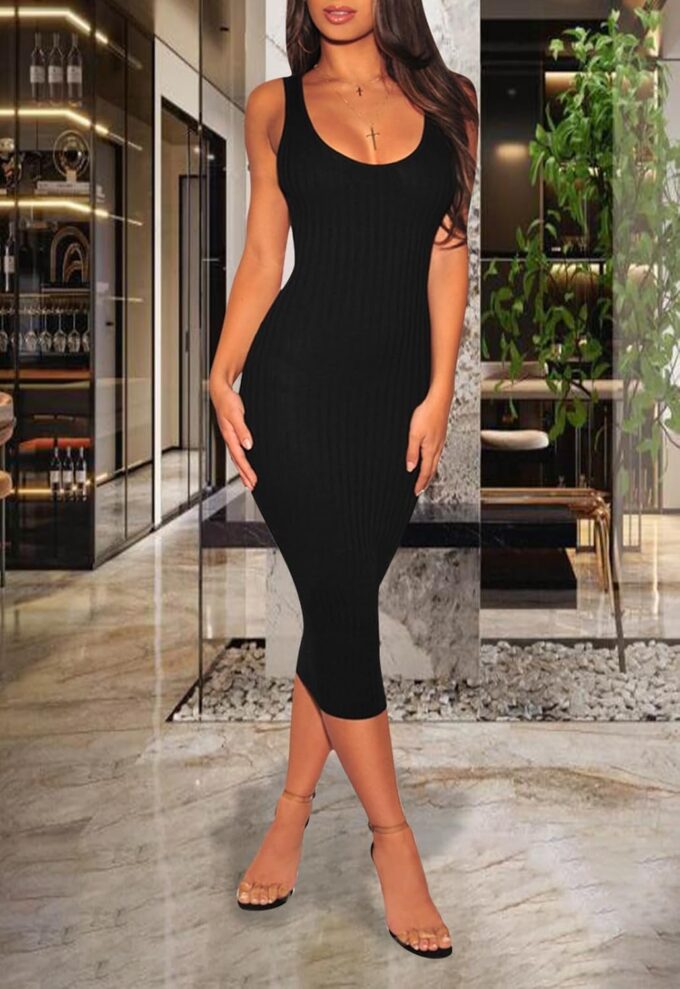 Women's Sexy Bodycon Tank Dresses Sleeveless Ribbed Knit Midi Club Dresses – Bild 4