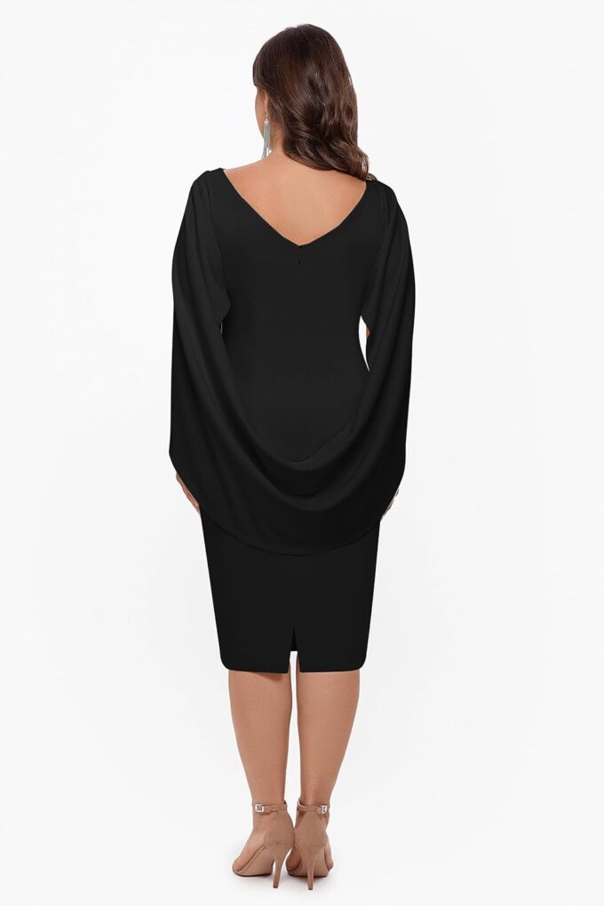Betsy & Adam Women's Plus Size Cowl Neck Midi Scuba Crepe Dress – Bild 2