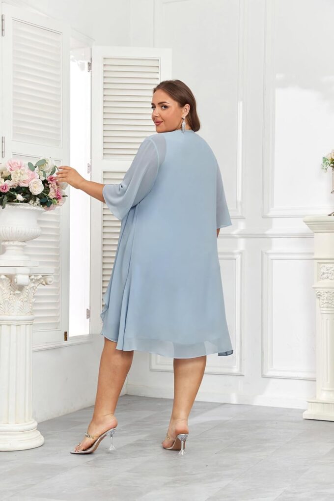Hanna Nikole Womens Plus Size Dress with Jacket 2 Piece Wedding Guest Dresses Flowy Mother of The Bride Dress – Bild 8