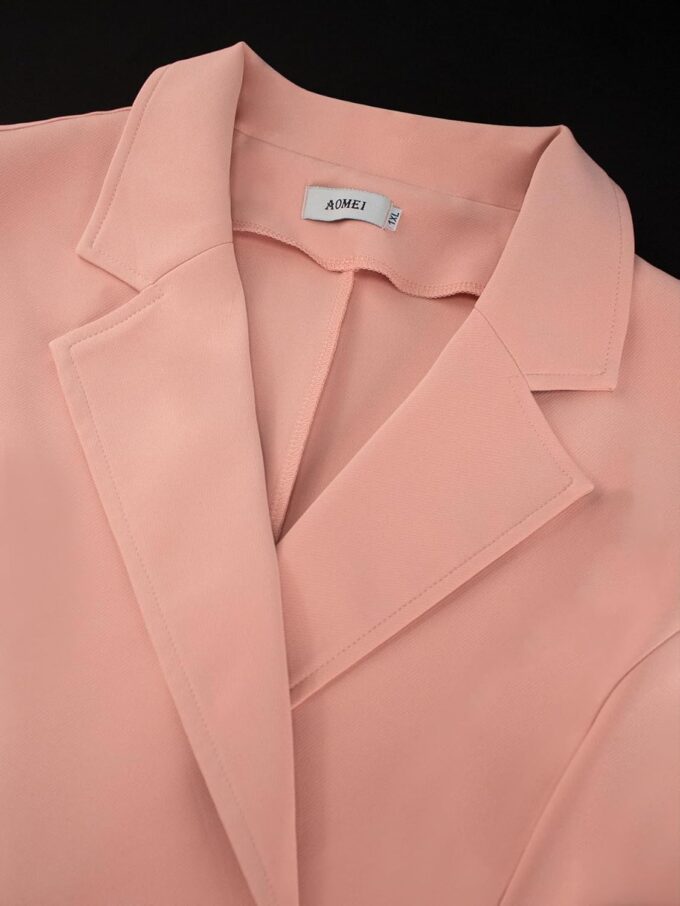 AOMEI Damen Polka Dot Tüll Ärmel V Ausschnitt Enges Kleid Business Arbeitskleidung für Frauen Zweireihig Blazer Kleid – Bild 4