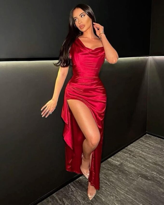One Shoulder Wedding Guest Dresses for Women Satin Bridesmaid Dresses Elegent Women's Formal Dresses ACE174 – Bild 2