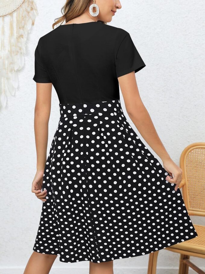 YATHON Women's Vintage Floral Flared A-Line Swing Casual Party Dresses with Pockets – Bild 2