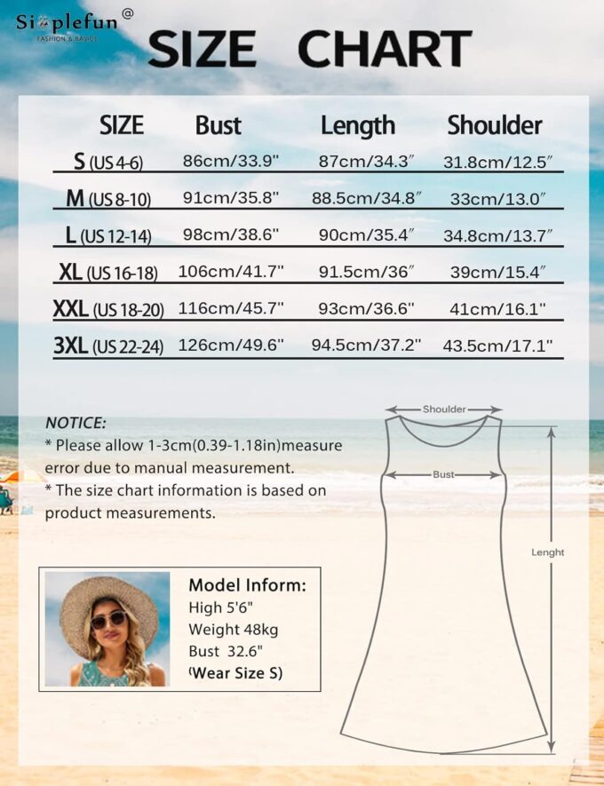 SimpleFun Summer Dresses for Women Beach Floral Tshirt Sundress Casual Pockets Boho Tank Dress – Bild 6