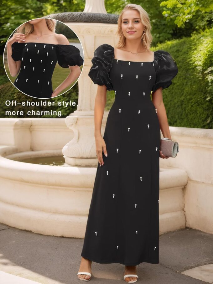 Women's Summer Club & Night Out Dresses Elegant Evening Party Cocktail Sexy Ruched Prom Wedding Guest Maxi Dress – Bild 2