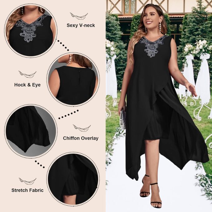OCSTRADE Womens Plus Size Chiffon Dress Loose Sleeveless Flowy Cocktail Party Midi Dresses – Bild 5