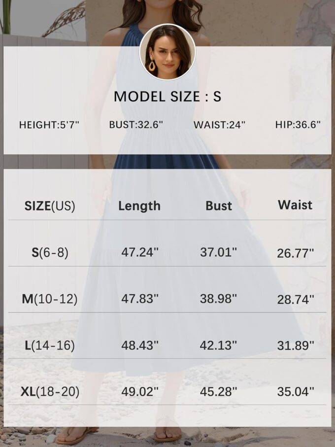 ZAFUL Women's 2025 Summer Casual Midi Dress Sleeveless Adjustable V Neck Elastic Empire Waist Smocked Ruffle Tiered Dresses – Bild 6