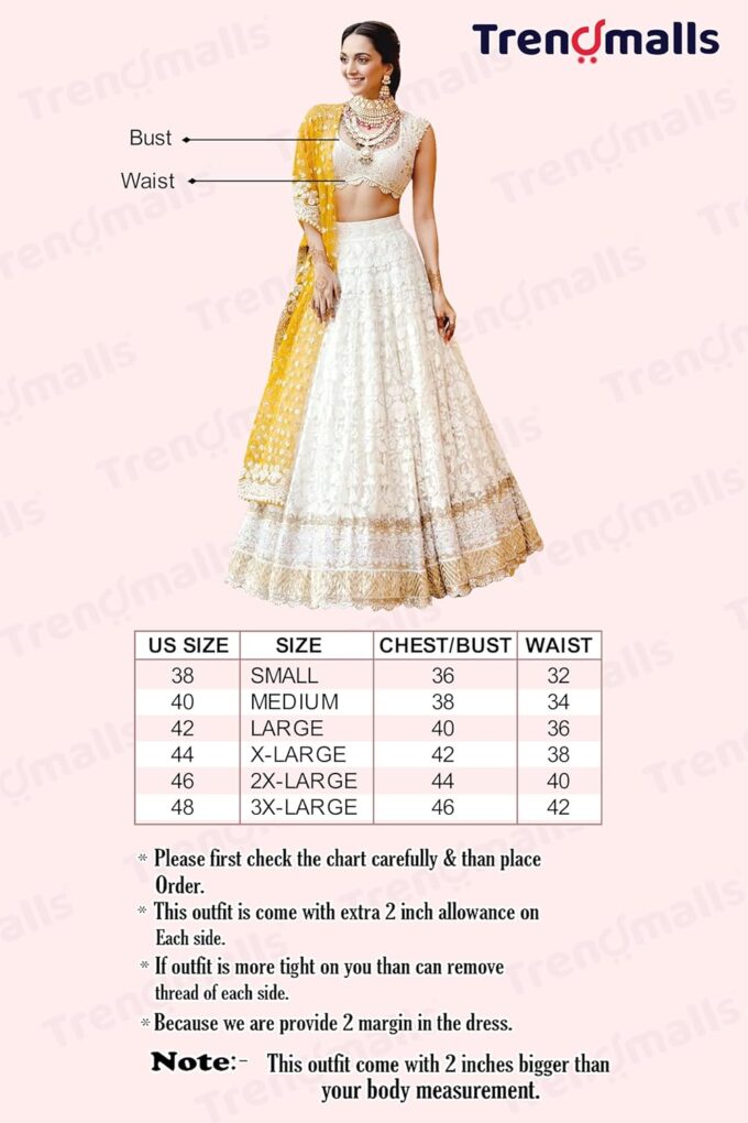 TRENDMALLS Georgette Embroidery Sequence Work Wedding Bridal Lehenga Choli with Dupatta Ready to wear – Bild 5