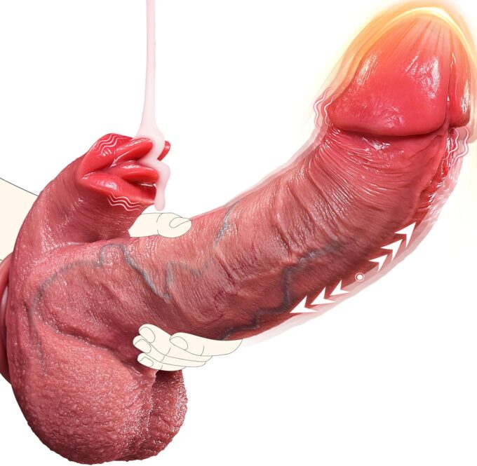 Dildo Vibrator Sex Spielzeug für Die Frau, 25.8cm Big Thick Realistische Dildo Vibration für Frauen mit 7 Schüben &10 Vibrations &Heiz &10 Leck Modi, Saugnapf Dildos für Paare G-Punkt Anale Penis