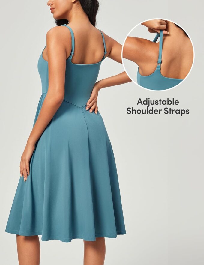 IUGA Sundresses for Women 2025 Summer Dress with Built in Shorts & Bra Spaghetti Strap Midi Casual Flowy Beach Dresses – Bild 2