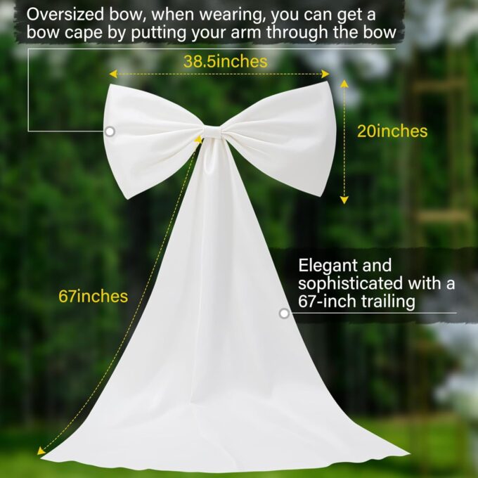 Bencailor Long 67" Big Satin Bow Cape Large Detachable Bow Train for Dress Waist Sash Belt for Bride Formal Wedding Dress – Bild 2