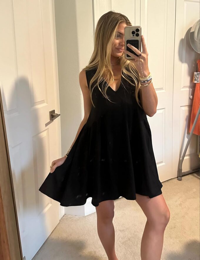 Sleeveless Mini Dress for Women 2025 Summer Casual V Neck Sundress Loose Babydoll Dress with Pockets – Bild 4
