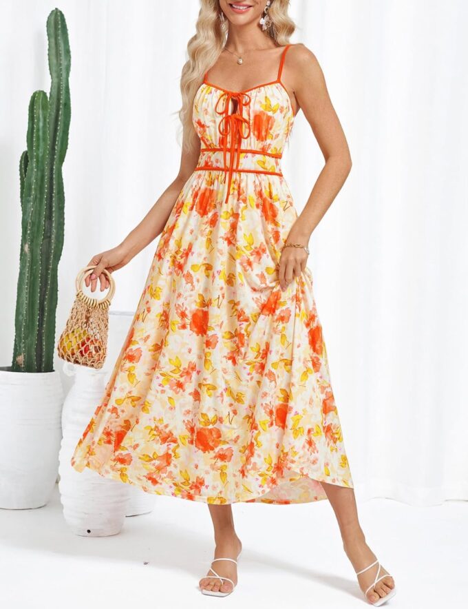 GRACE KARIN Women's 2025 Summer Casual Floral Boho Dress Spaghetti Strap Flowy Beach Maxi Dresses – Bild 3