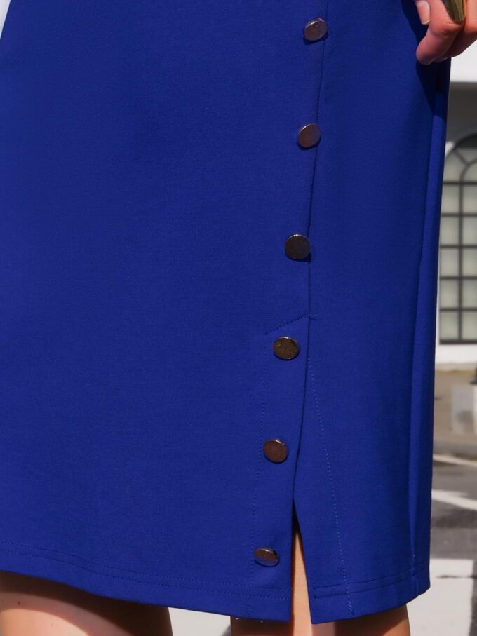Hobemty Elegantes Bleistiftkleid für Damen, kurzärmelig, Knopfdekoration, für die Arbeit, Etuikleider – Bild 4