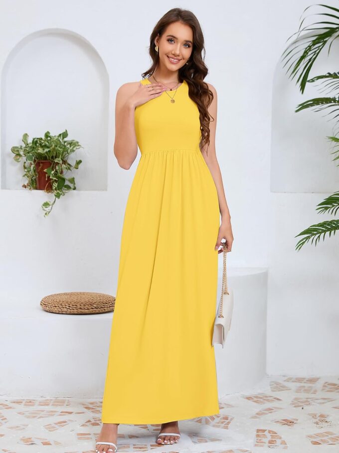 DEARCASE Women's Sleeveless Maxi Dress Casual Plain Loose Summer Vacation Beach Long Dresses with Pockets – Bild 6