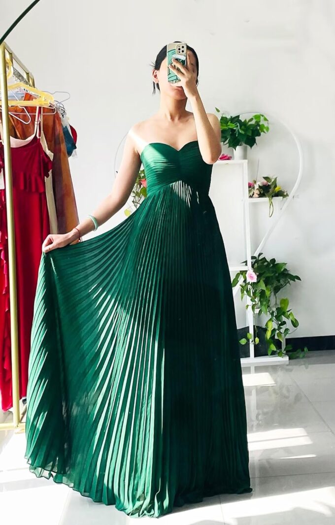 Flowy Chiffon Bridesmaid Dress with Scarf Strapless Formal Evening Dresses QA232 – Bild 3
