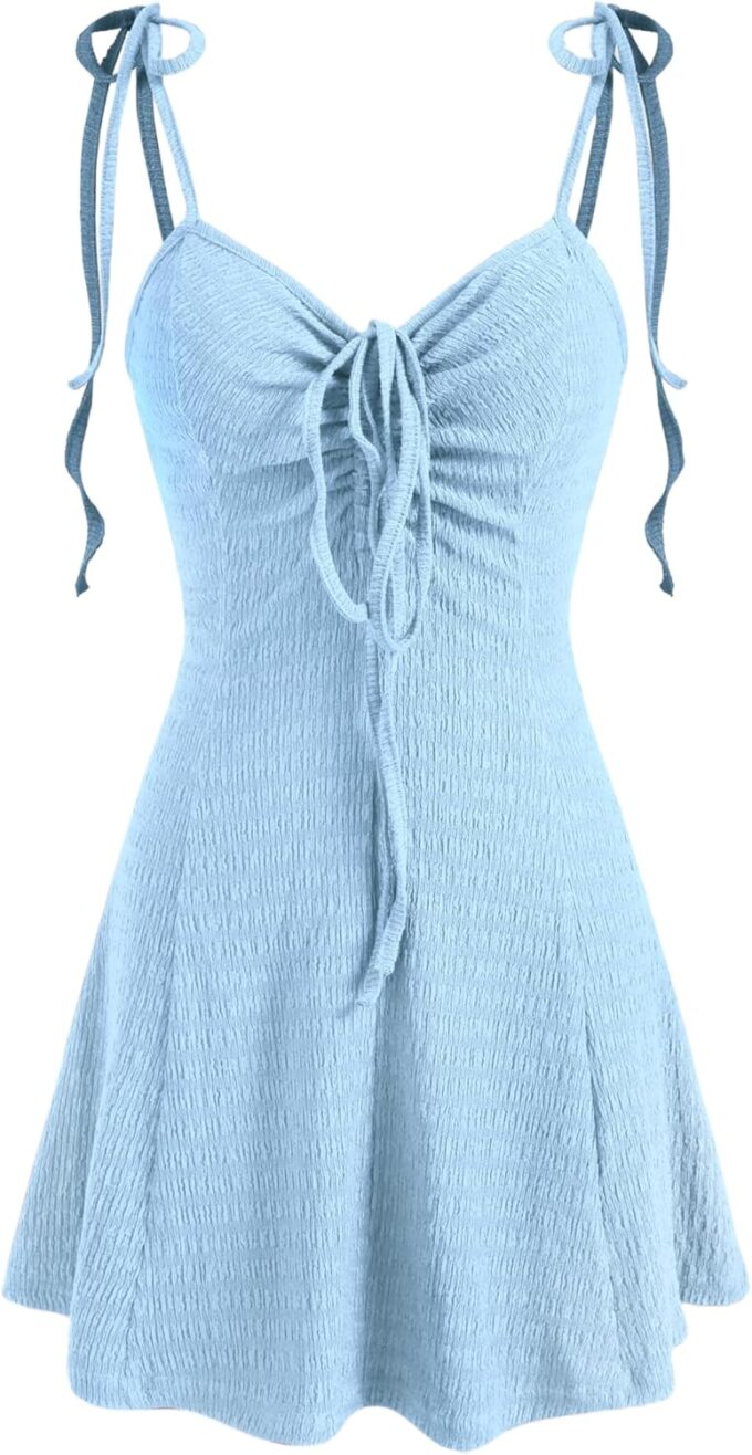 CIDER Women Summer Mini Dresses Cute Short Sundress Casual Tie Strap Sleeveless Dress