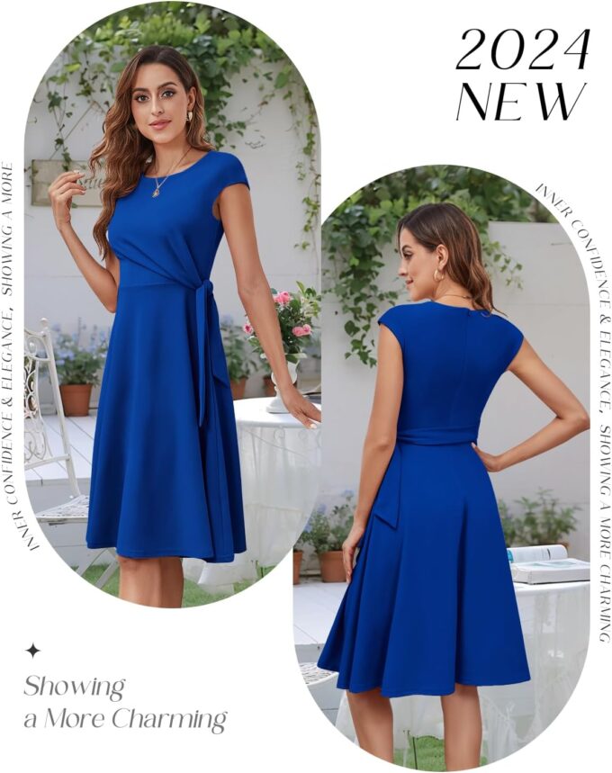 Bbonlinedress Women Cocktail Summer Midi Dress Wedding Guest Vintage Tea Party Dresses Cap Sleeve Casual Formal Church – Bild 5