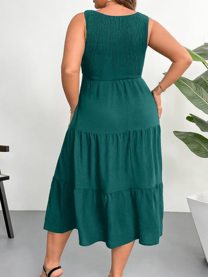 RWJ Plus Size Summer Sleeveless Tank Dress for Women 2025 Smocked Casual Loose Sundress Flowy Beach Tiered Long Midi Dresses – Bild 7