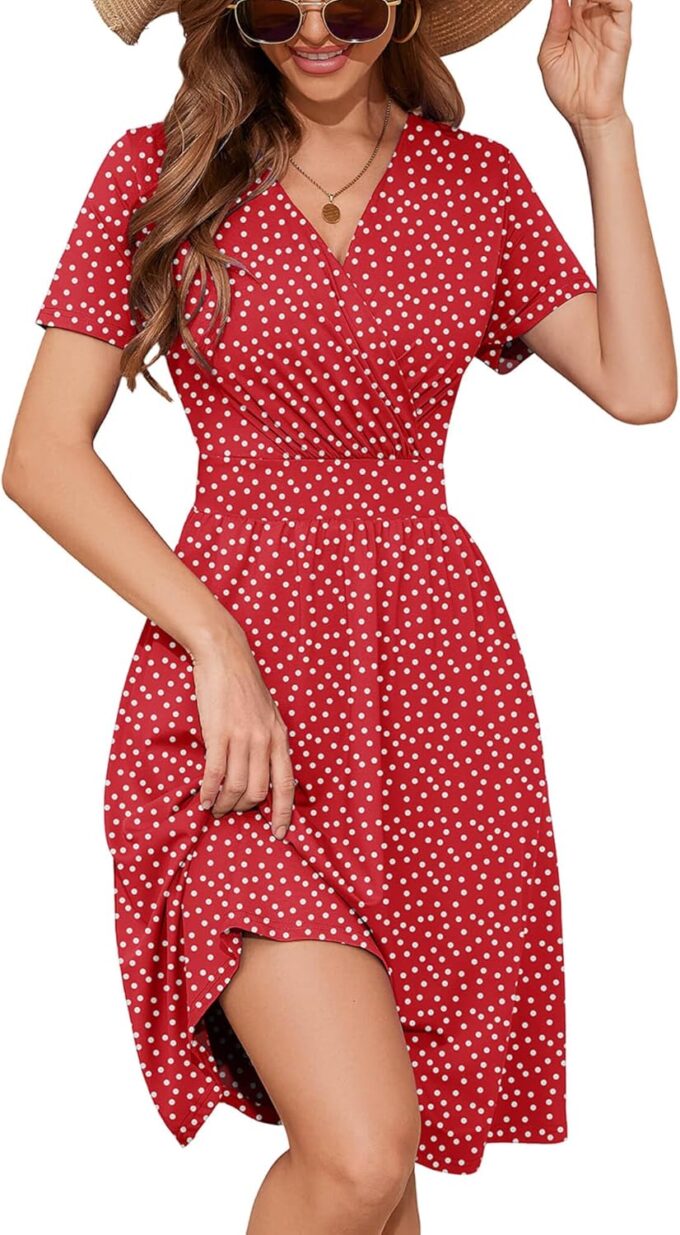 Heymoments Women's Summer Short Sleeve Dresses Casual T-Shirt Flowy Tunic Ladies Beach Sundress