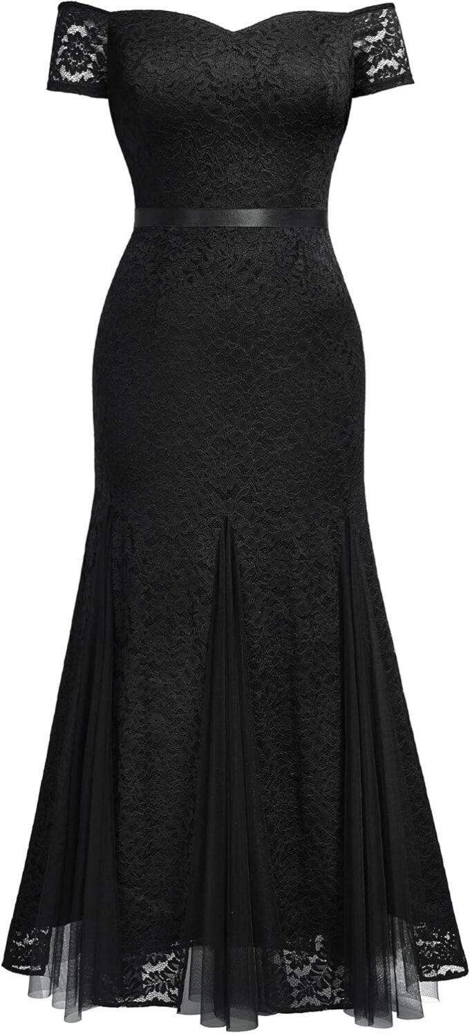 Miusol Women's Plus Size Formal Off Shoulder Vintage Floral Lace Mermaid Maxi Evening Party Dress – Bild 5
