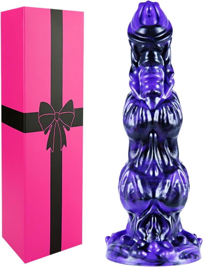 Realistischer Monster-Doppelknoten-Dildo, 23,5 cm Fantasy-Hundendildo mit Saugnapf, Alien-Drachen-Dildo, dog dicker Knoten-Analdildo, G-Punkt-Anal-Prostata silikon anal dildo groß für Frauen Männer