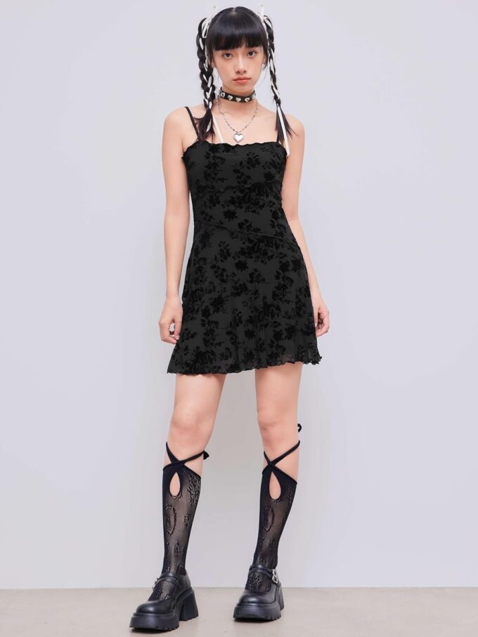 CIDER Women's Summer Mini Dress Floral Dresses Sleeveless Lace Mesh Square Neck Spaghetti Strap Short Party Dresses – Bild 7