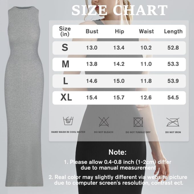 Relety Women's Bodycon Maxi Dresses Ribbed Lounge Tank Long Dresses Elegant Halter Neck Casual Sleeveless Summer Dresses – Bild 6