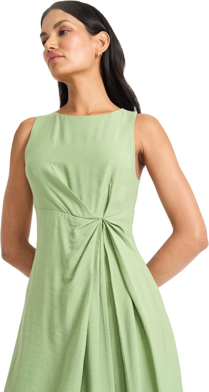 Maggy London Women's Sleeveless Asymmetrical Twist Front Textured Rayon Blend Special Occasion Midi Cocktail Dress – Bild 5