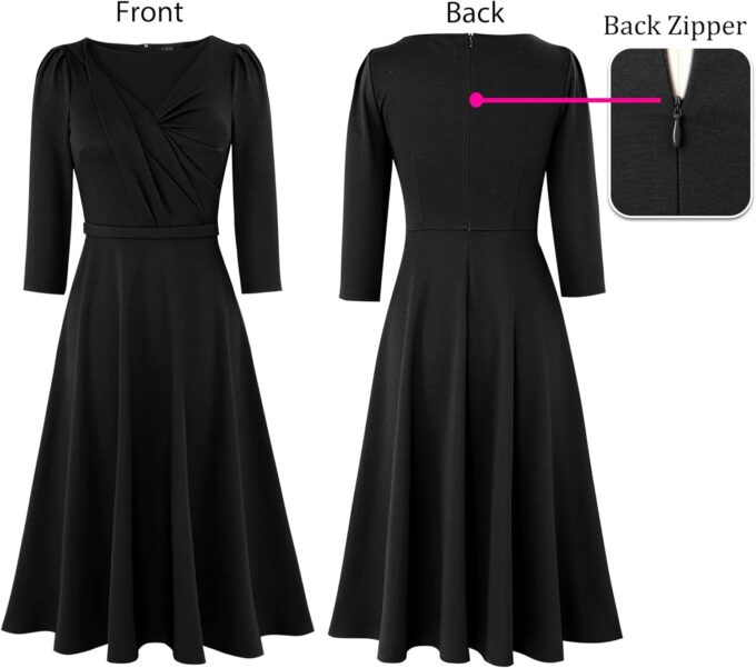 VFSHOW Damen 2024 Business Büro Arbeit Professional Elegant Slim Midi A-Linie Fit und Flare Kleid – Bild 5