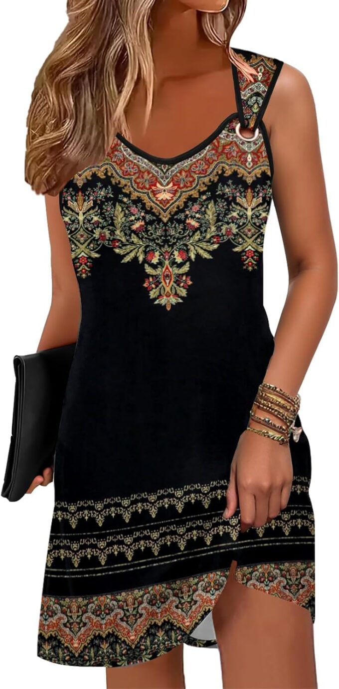 Summer Dresses for Women 2025 Sundresses Sleeveless Beach Swimsuit Cover Ups Spring Casual Loose Tank Tshirt Sun Dress