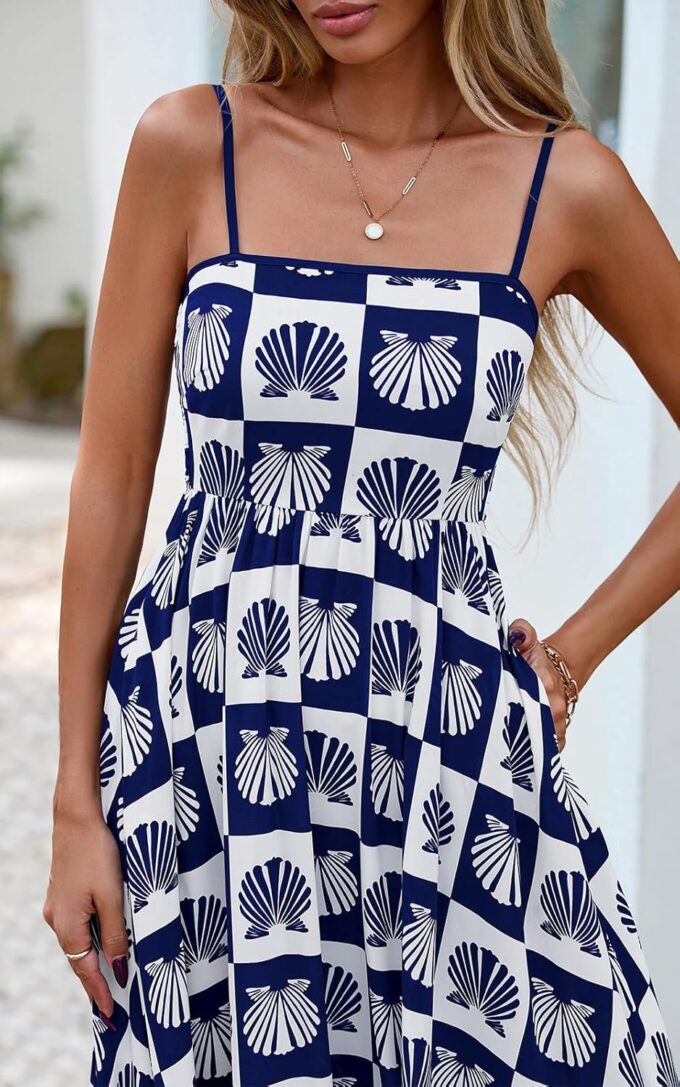 PRETTYGARDEN Summer Spaghetti Strap Dresses for Women 2025 Flowy Sundresses Casual Boho Sleeveless Beach Maxi Long Dress – Bild 5